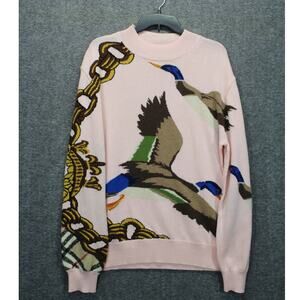 Burberry Duck Intarsia Cotton Cashmere Wool Sweater Size large